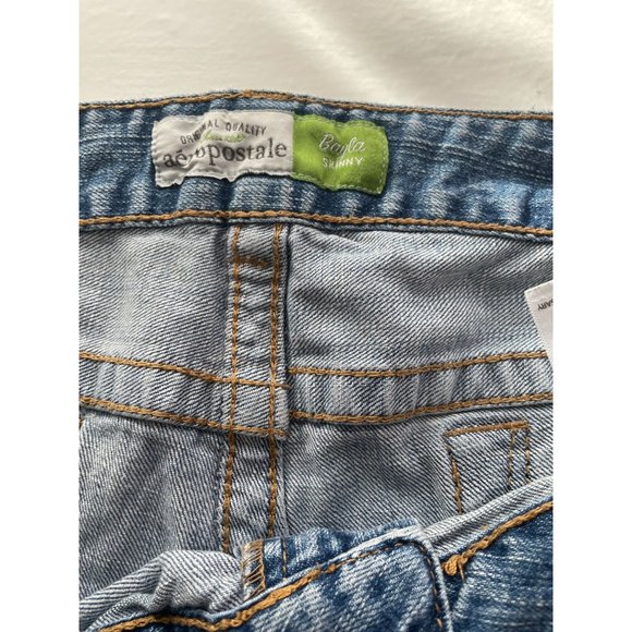 Aeropostale Bayla Skinny Blue Denim Jeans Size 13/14 Regular Zip Button Closure - Picture 3 of 7